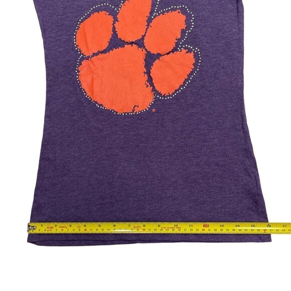 RIVALRY THREADS 91 Clemson Tiger Paw T-Shirt Juniors Small 3-5 Purple Rhinestone - Picture 12 of 13